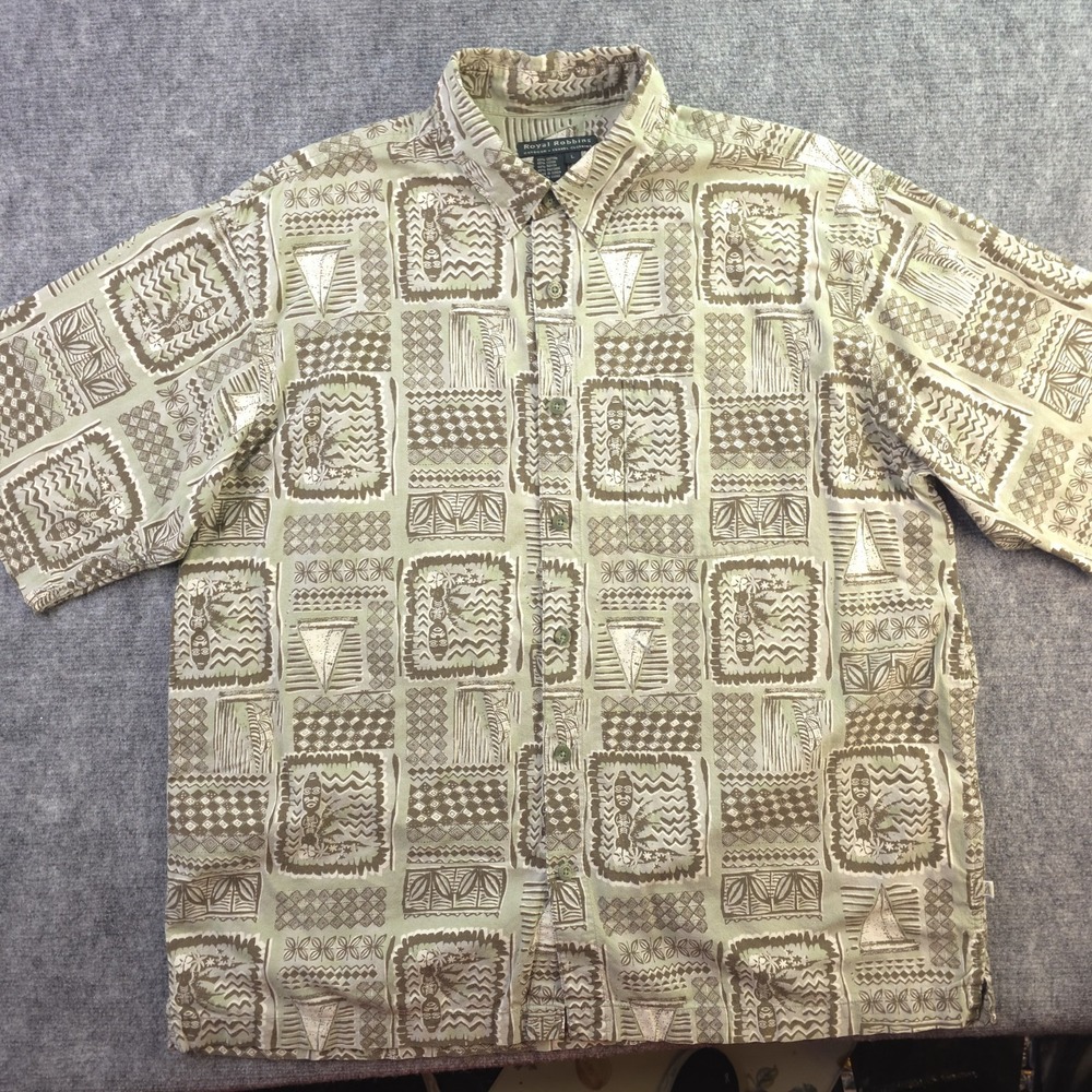 Vintage Royal Robbins Shirt Large Short‎ Sleeve Button Up Multicolor Aztec